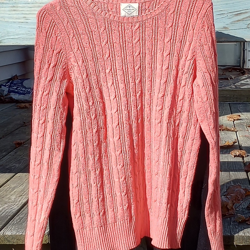 Coral Pink Cable Knit Sweater